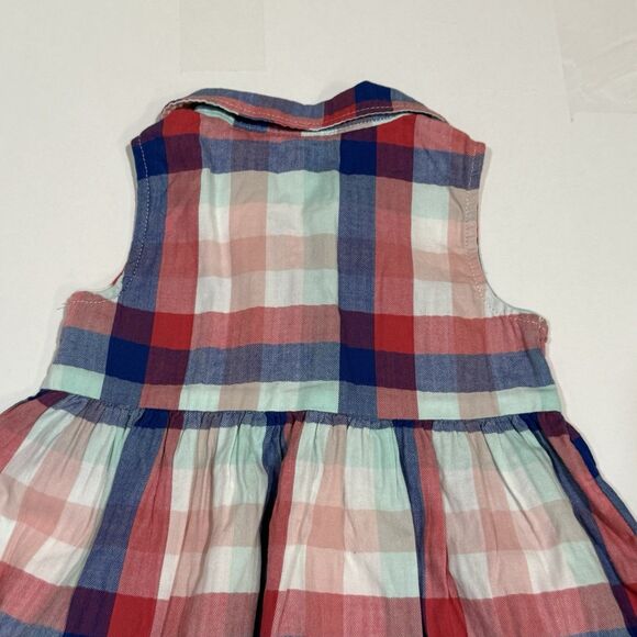 H&M girls Sleeveless dress Size 6-9M in a cotton weave with a collar Y buttons - Picture 5 of 16